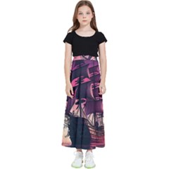 Ship Pirate Adventure Landscape Ocean Sun Heaven Kids  Flared Maxi Skirt by Semog4