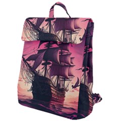 Ship Pirate Adventure Landscape Ocean Sun Heaven Flap Top Backpack by Semog4