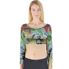 Stained Glass Rose Flower Long Sleeve Crop Top by Salman4z
