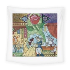 Stained Glass Rose Flower Square Tapestry (large) by Salman4z