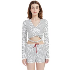 Joy Division Unknown Pleasures Post Punk Velvet Wrap Crop Top And Shorts Set by Salman4z