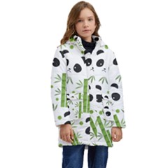 Giant Panda Bear Green Bamboo Kid s Hooded Longline Puffer Jacket by Salman4z