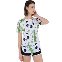 Giant Panda Bear Green Bamboo Perpetual Short Sleeve T-shirt by Salman4z