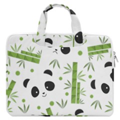 Giant Panda Bear Green Bamboo Macbook Pro 13  Double Pocket Laptop Bag by Salman4z