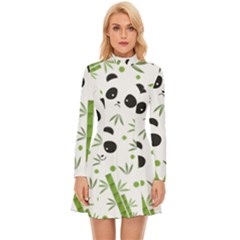 Giant Panda Bear Green Bamboo Long Sleeve Velour Longline Dress by Salman4z