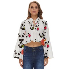 Giant Panda Bear Cuteness Boho Long Bell Sleeve Top by Salman4z