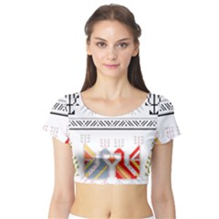 Bulgarian Folk Art Folk Art Short Sleeve Crop Top