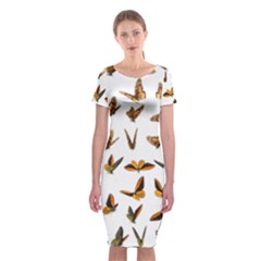 Butterfly Butterflies Insect Swarm Classic Short Sleeve Midi Dress by Salman4z