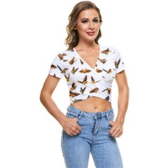 Butterfly Butterflies Insect Swarm Short Sleeve Foldover Tee by Salman4z