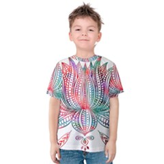 Lotus Feathers Boho Watercolor Kids  Cotton Tee