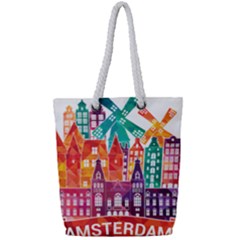 Vector Graphics Amsterdam Silhouette Full Print Rope Handle Tote (small) by Salman4z