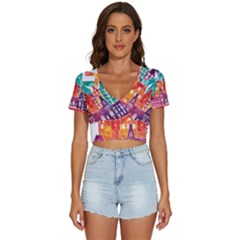 Vector Graphics Amsterdam Silhouette V-neck Crop Top by Salman4z