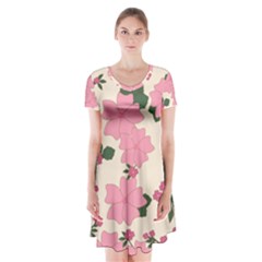 Floral Vintage Flowers Short Sleeve V-neck Flare Dress