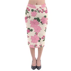 Floral Vintage Flowers Midi Pencil Skirt