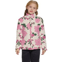 Floral Vintage Flowers Kids  Puffer Bubble Jacket Coat