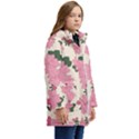 Floral Vintage Flowers Kid s Hooded Longline Puffer Jacket View2