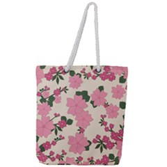 Floral Vintage Flowers Full Print Rope Handle Tote (large)