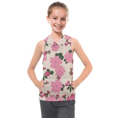 Floral Vintage Flowers Kids  Sleeveless Hoodie by Dutashop