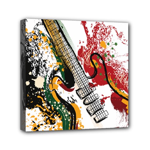 Electric Guitar Grunge Mini Canvas 6  X 6  (stretched) by Salman4z