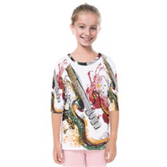 Electric Guitar Grunge Kids  Quarter Sleeve Raglan Tee