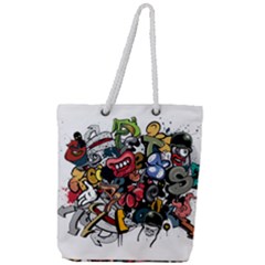 Mural Graffiti Paint Full Print Rope Handle Tote (large) by Salman4z