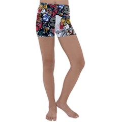 Mural Graffiti Paint Kids  Lightweight Velour Yoga Shorts by Salman4z