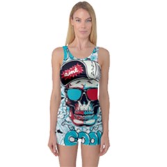 That Cool Graffiti Skull One Piece Boyleg Swimsuit by Salman4z
