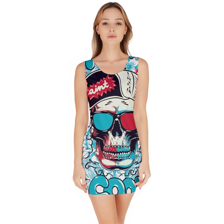 That Cool Graffiti Skull Bodycon Dress