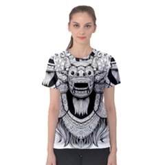 Balinese Art Barong Drawing Bali White Background People Women s Sport Mesh Tee