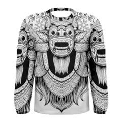 Balinese Art Barong Drawing Bali White Background People Men s Long Sleeve Tee