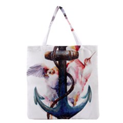 Anchor Watercolor Painting Tattoo Art Anchors And Birds Grocery Tote Bag by Salman4z