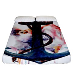 Anchor watercolor painting tattoo art anchors and birds Fitted Sheet (King Size)