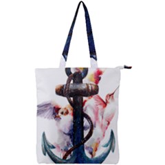 Anchor watercolor painting tattoo art anchors and birds Double Zip Up Tote Bag
