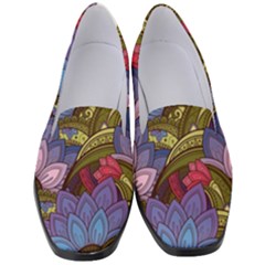 Purple Red And Green Flowers Digital Wallpaper Patterns Ornament Women s Classic Loafer Heels by Salman4z