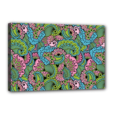 Background Texture Paisley Pattern Canvas 18  X 12  (stretched) by Salman4z