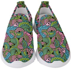 Background Texture Paisley Pattern Kids  Slip On Sneakers by Salman4z