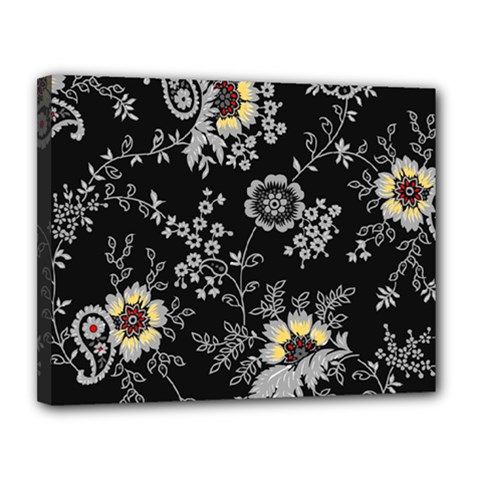 White And Yellow Floral And Paisley Illustration Background Canvas 14  X 11  (stretched) by Salman4z