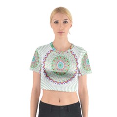 Flower Abstract Floral Hand Ornament Hand Drawn Mandala Cotton Crop Top by Salman4z