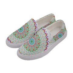 Flower Abstract Floral Hand Ornament Hand Drawn Mandala Women s Canvas Slip Ons by Salman4z