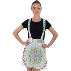 Flower Abstract Floral Hand Ornament Hand Drawn Mandala Velvet Suspender Skater Skirt by Salman4z