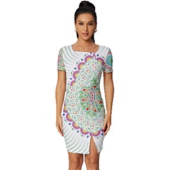 Flower Abstract Floral Hand Ornament Hand Drawn Mandala Fitted Knot Split End Bodycon Dress by Salman4z