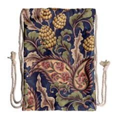 Leaves Flowers Background Texture Paisley Drawstring Bag (large) by Salman4z