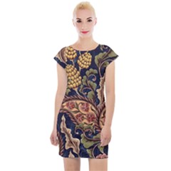 Leaves Flowers Background Texture Paisley Cap Sleeve Bodycon Dress by Salman4z