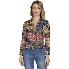 Leaves Flowers Background Texture Paisley Women s Long Sleeve Revers Collar Cropped Jacket
