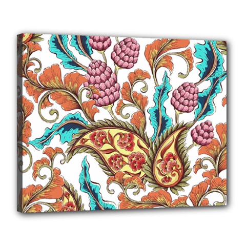 Flowers Pattern Texture White Background Paisley Canvas 20  X 16  (stretched) by Salman4z