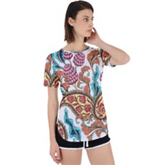 Flowers Pattern Texture White Background Paisley Perpetual Short Sleeve T-shirt by Salman4z