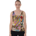 Multicolored Doodle Art Wallpaper Velvet Tank Top View1