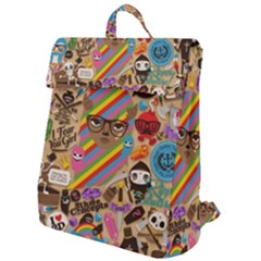 Multicolored Doodle Art Wallpaper Flap Top Backpack