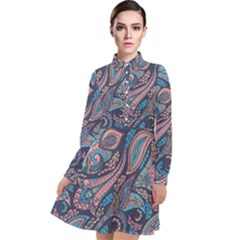 Background Ornament Paisley Long Sleeve Chiffon Shirt Dress by Salman4z