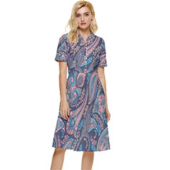 Background Ornament Paisley Button Top Knee Length Dress